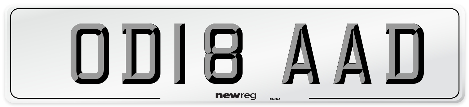 OD18 AAD Number Plate from New Reg